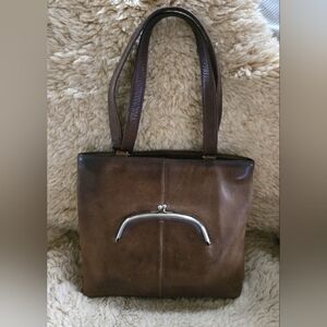 Vintage Coach Slim Tote, Brown, Glue In Registration, With Kisslock, Made In NYC